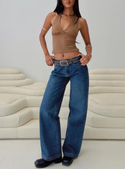 Everlong Mid Rise Wide Leg Jeans Dark Blue Wash