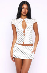 Choose Wisely Top White/Black Polka Dot