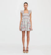 Couturebudthe Charlotte Nap Dress - Green Floral Block Stripe