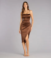 Madelyn Satin Lace-Up Midi Formal Dress