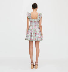 Couturebudthe Charlotte Nap Dress - Green Floral Block Stripe