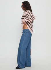 Highlands Low Rise Wide Leg Jeans Mid Blue Wash