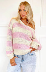 Navy Striped Chunky Knit Sweater