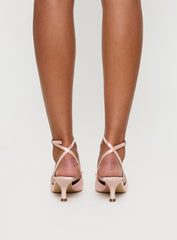 Clio Satin Pointed Toe Heels Baby Pink