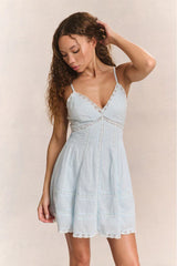 Docila Cotton Mini Dress - Blue