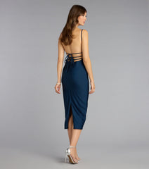 Lace-Up Allure Bodycon Midi Dress