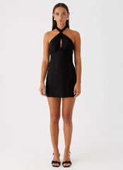 Sabine Linen Mini Dress - Black