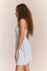 Docila Cotton Mini Dress - Blue