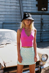 Selby Mini Skirt Green Floral Check