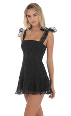 Motif Pattern A-Line Dress In Blac