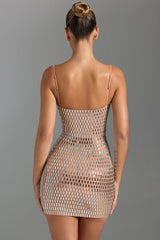 Embellished Cut-Out Mini Dress In Honey