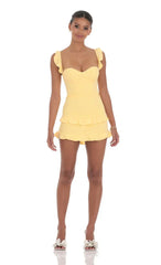 Ruffle Corset Dress In Yellow