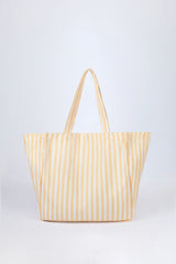 Oversized Canvas Tote Bag In Lemon Yellow Stripe