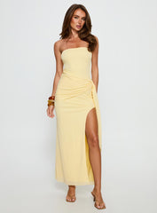 Analeah Strapless Maxi Dress Lemon Yellow