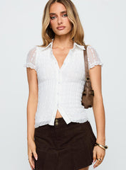 Melaniya Button Up Top White
