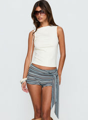 Eldric Tie Waist Micro Shorts Blue Multi Stripe