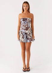 Larnie Linen Mini Dress - Bluewood Blossom