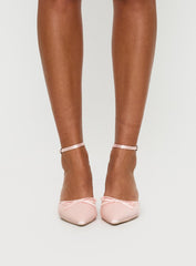 Clio Satin Pointed Toe Heels Baby Pink