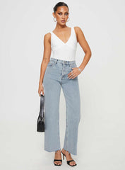 Fawcett High Rise Straight Leg Jeans Light Blue Wash