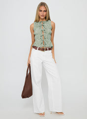 Serenitia Mid Rise Straight Leg Relaxed Jeans White Wash