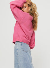 Harmony Balloon Sleeve Knit Sweater Pop Pink