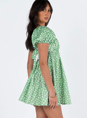 Let's Dance Mini Dress Green Floral