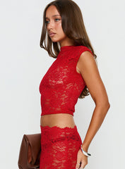 Vionna Lace Top Red
