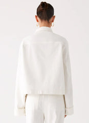 Back Again Oversized Denim Jacket - White