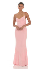 Lace Open Back Maxi Dress In Pink