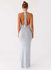 Novalee Flower Crochet Maxi Dress - Blue
