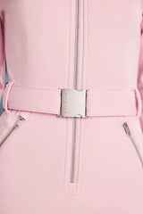 Fleece-Lined Belted Ski Suit In Pastel Pink
