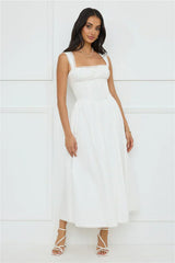 Luxe Serene Midi Dress White