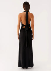 Adalie Halter Neck Midi Dress - Black