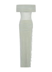 Nelly Off Shoulder Maxi Dress - Pistachio