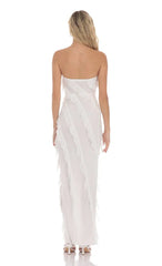 Cloud Nine Mesh Ruffle Strapless Maxi Dress