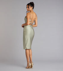 Chic Hourglass Lace-Up Midi Dress