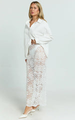 Dahlia Midi Skirt - Lace Skirt In White