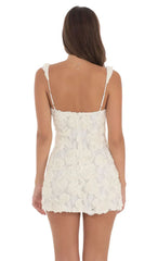 Textured Floral Bodycon Dress In White